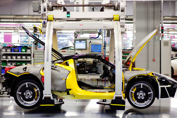 Ferrari 458 Italia at the beginning of the V8 Assembly Line