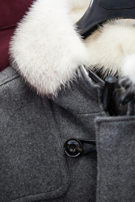 Fur Lined Grey Wool Duffel Coat