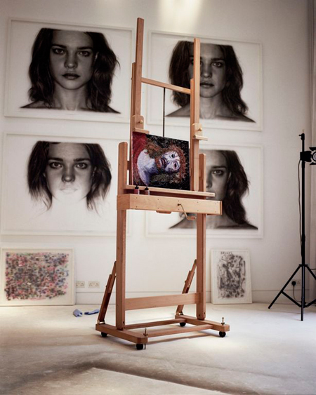 Jason-Brooks---Portraits-hanging-on-the-wall-and-Jesus-canvas-in-studio