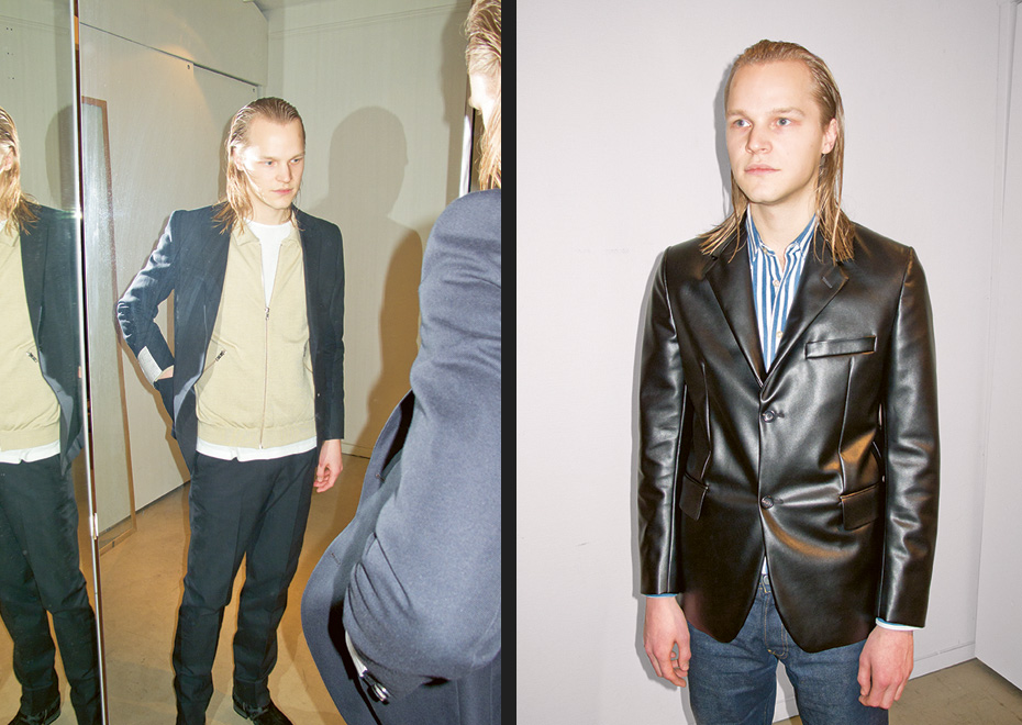 Suit-and-black-leather-jacket
