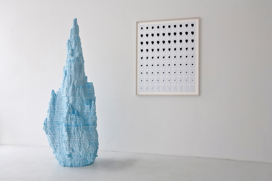 Navid Nuur Recaptured from the Collective, 2006 - 2013 One thought, time, ink, paper, traced Styrofoam plates, glue Two parts: 92 x 101; 190 x 60 x 60 cm Courtesy the artist, Plan B Cluj, Berlin and Martin van Zomeren, Amsterdam Photo: Peter Tijhuis Navid Nuur Recaptured from the Collective, 2006 - 2013 One thought, time, ink, paper, traced Styrofoam plates, glue Two parts: 92 x 101; 190 x 60 x 60 cm Courtesy the artist, Plan B Cluj, Berlin and Martin van Zomeren, Amsterdam Photo: Peter Tijhuis