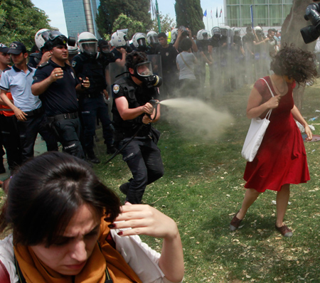 Woman-in-red-dress-being-sprayed-with-teargas-Turkey.-June-2013.-Reuters Woman-in-red-dress-being-sprayed-with-teargas,-Turkey.-June-2013.-Reuters