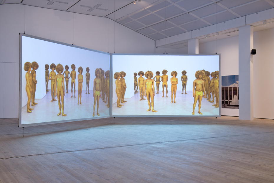 Lorna Simpson Momentum 2010 HD video, colour, sound Duration: 6:56 min (looped).Installation view at BALTIC, Gateshead. Photo: Colin Davison © 2014 BALTIC Centre for Contemporary Art