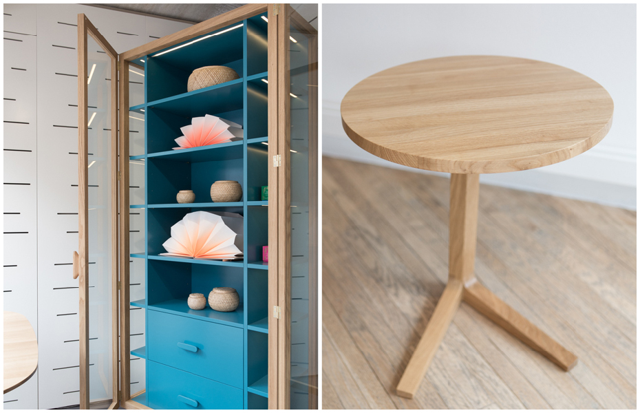 Vitrina tall shelving unit by Hierve; Cross side table by Matthew Hilton. Robin Sinha
