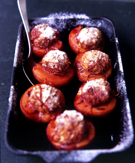 Roast Peaches with Ricotta, Almonds and Port