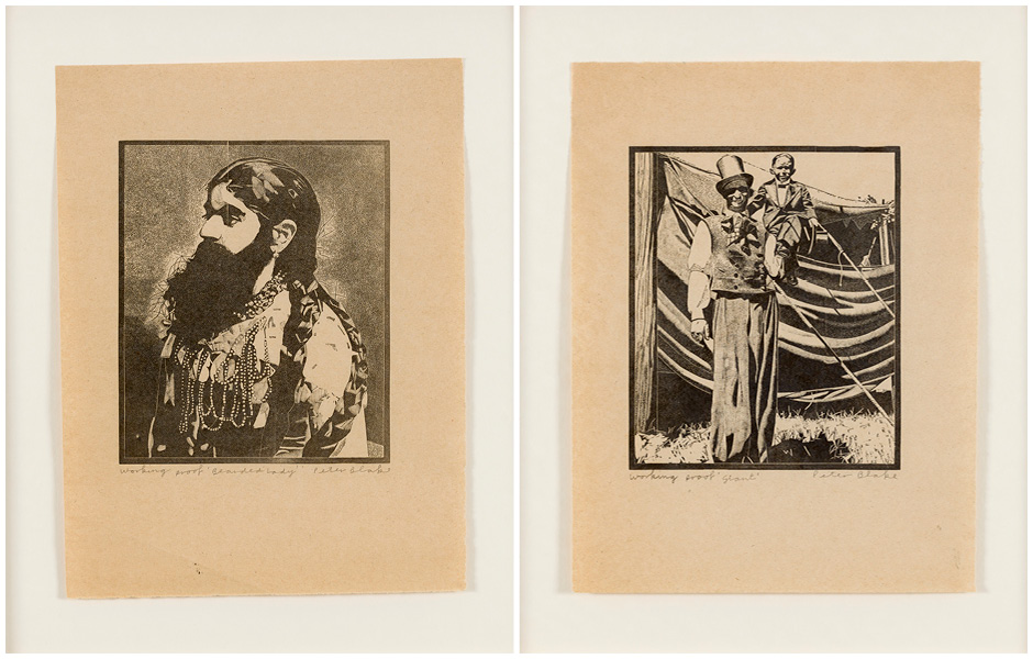 Right: Bearded Lady. Left: Giant, 1974-78 © Peter Blake and Paul Stolper Gallery London