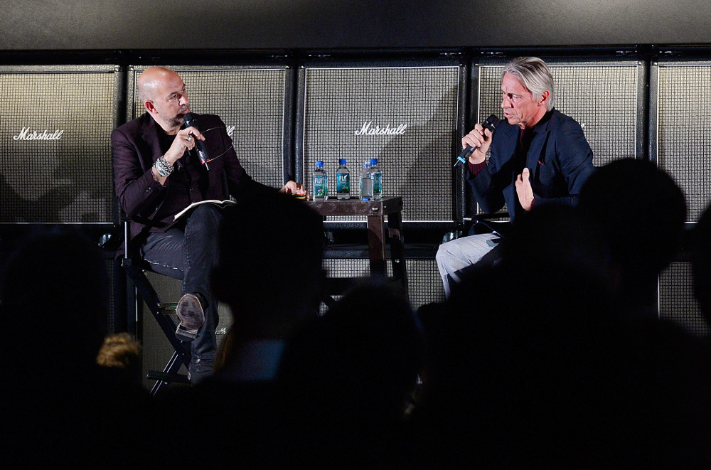 John Varvatos (left) in conversation with Paul Weller (right) at Varvatos' London store. The pair discussed topics including rock and roll to style. September 17, 2015