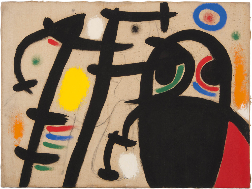 Joan Miró, Femmes V, 1969, Oil and charcoal on canvas, 60 x 81 cm. Courtesy Mayoral