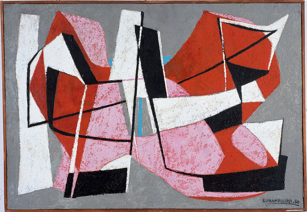 Enrico Prampolini, Composizione, 1952, 80x115 cm, oil on masonite