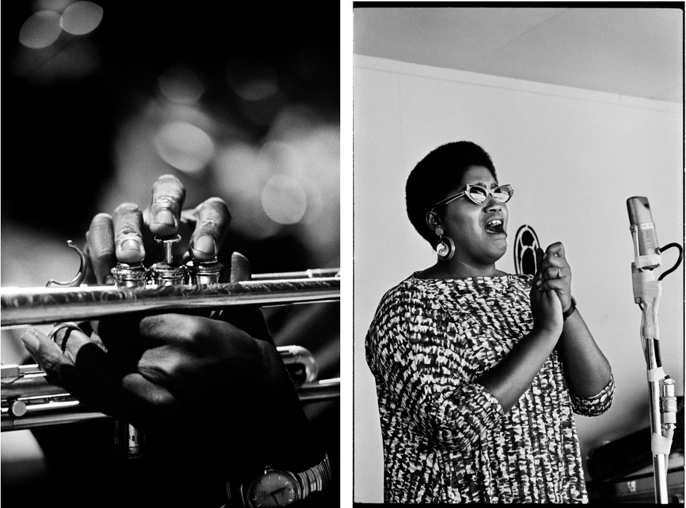 Left: Photographed at Monterey Jazz Festival in Monterey, CA September 21, 1963 © Jim Marshall Photography LLC – Odetta photographed at Monterey Jazz Festival in Monterey, CA September 4, 1960 © Jim Marshall Photography LLC