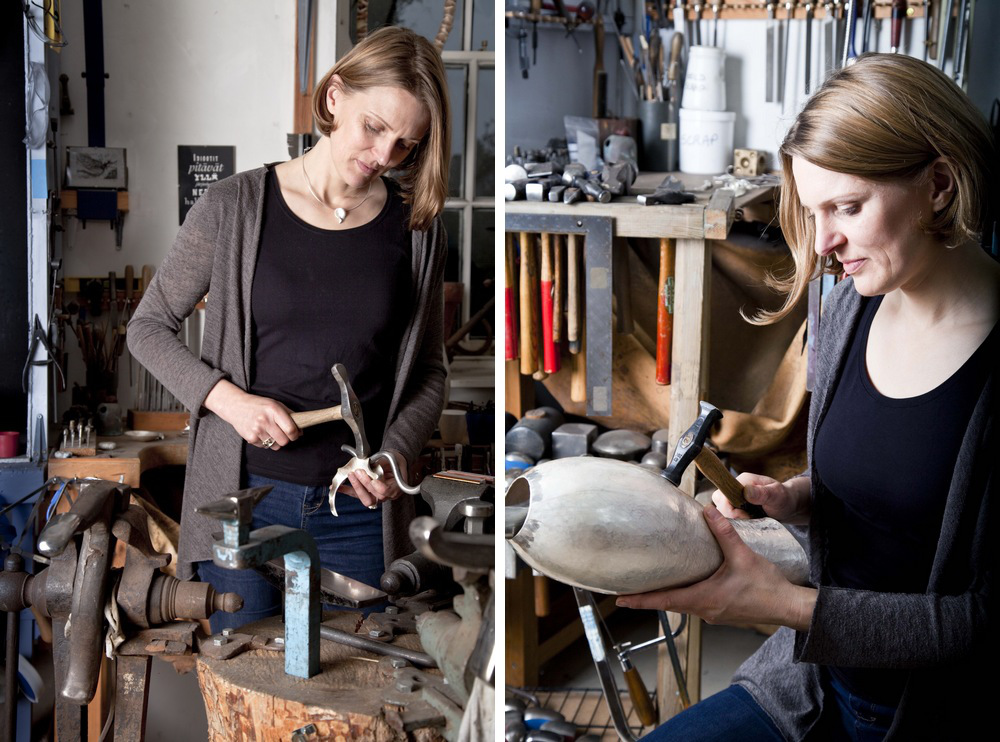 Rauni Higson in her Snowdonia-based workshop