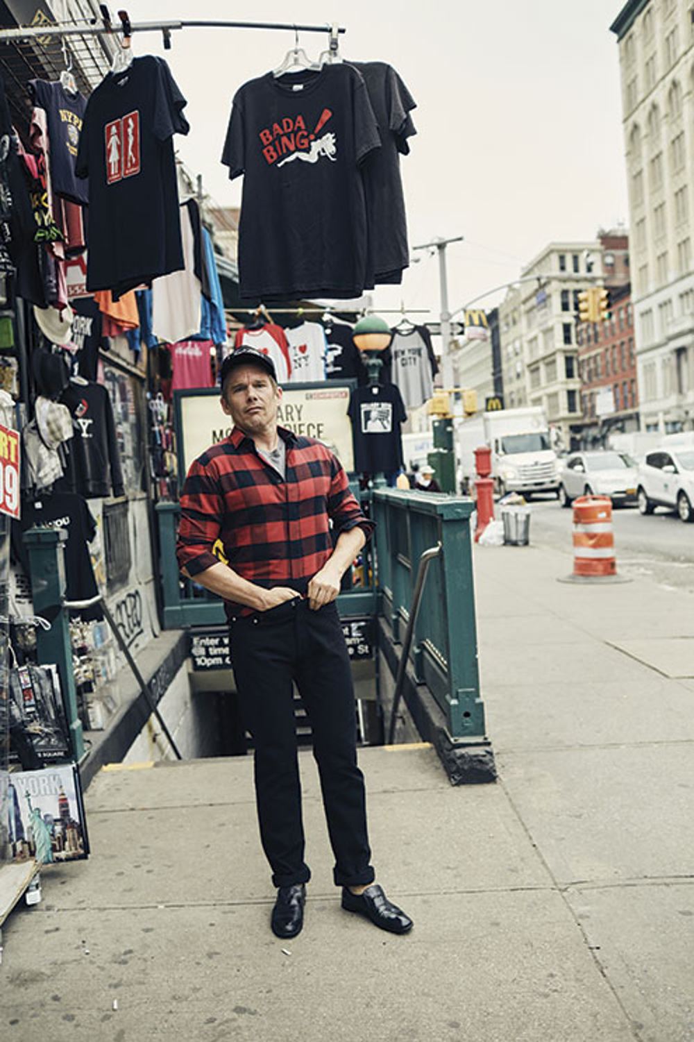 Check cotton flannel shirt, cotton T-shirt and wool serge narrow trousers DIOR HOMME